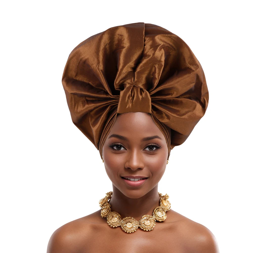Caps for Women Auto Gele Headtie Already Made Aso Oke Turban Femme Musulman Fashion Bonnets African Head Wraps High Quality 