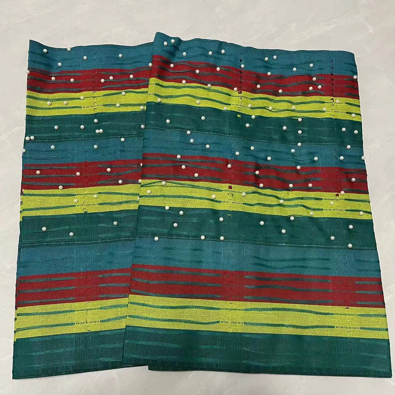 New Designs Fashion Nigerian Aso Oke Gele Headtie Embroidery With Beads Stones High Quality Wraps Fabrics 2Piece/Set For Women