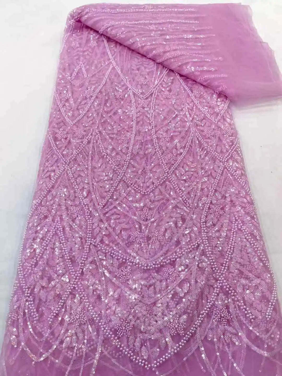 Luxury Beaded Tulle Lace Fabric 2025 High Quality French Sequin Net Sewing Hand Crystal Beads Glitter Blue African Mesh Sequence