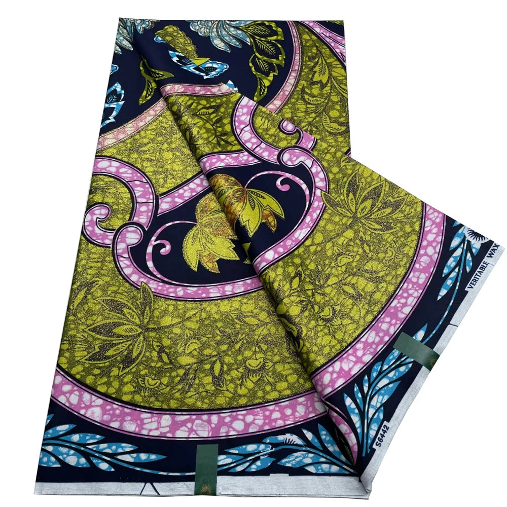 Grand Super 100% Cotton African Wax Fabric High Quality Wax Print Ankara Fabric For Sewing 6yards Women Fabric VL-40