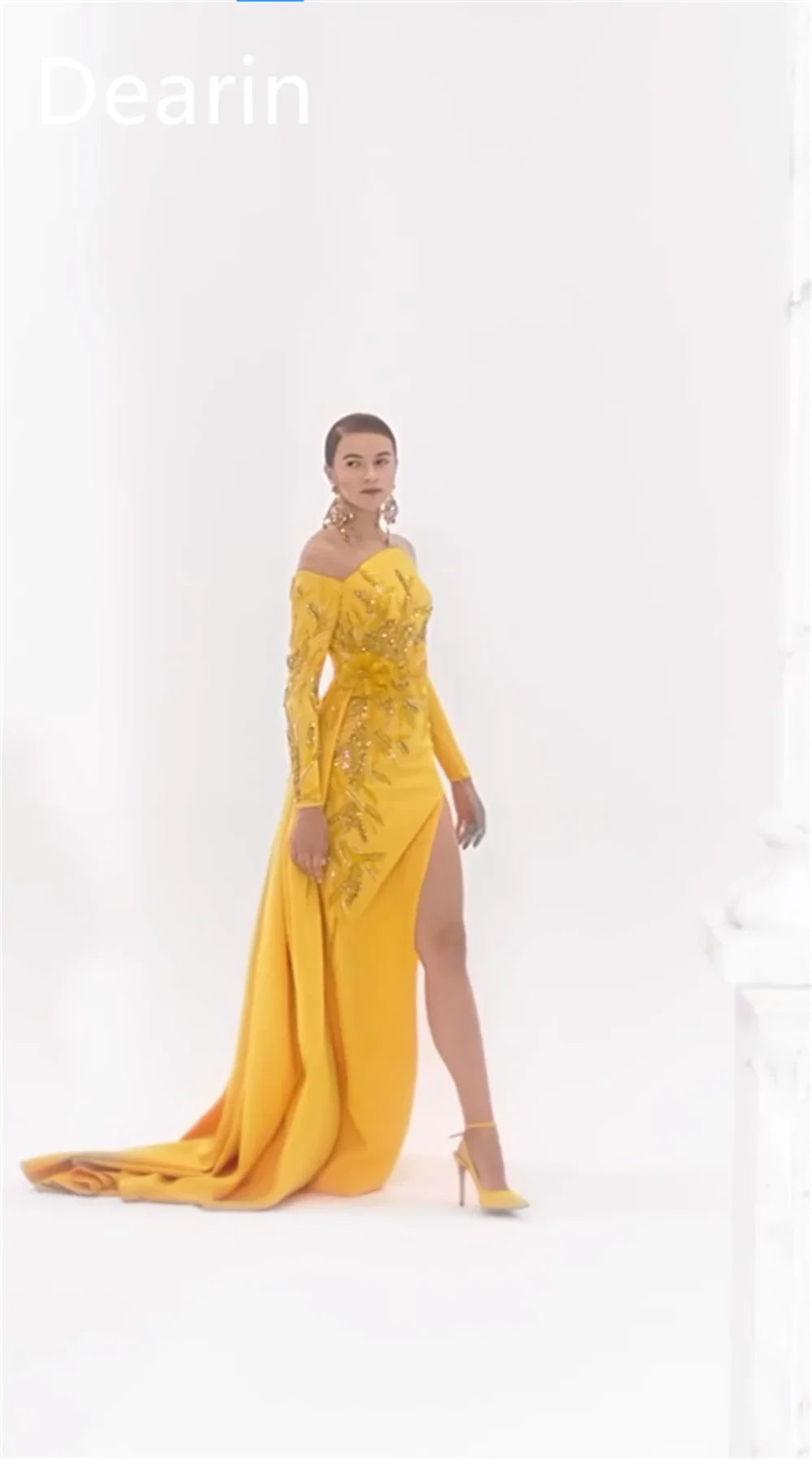 Customized Evening Dress Prom Gown Women Party Occasion Dearin Strapless Column Floor Length Skirts Vertically Bespoke