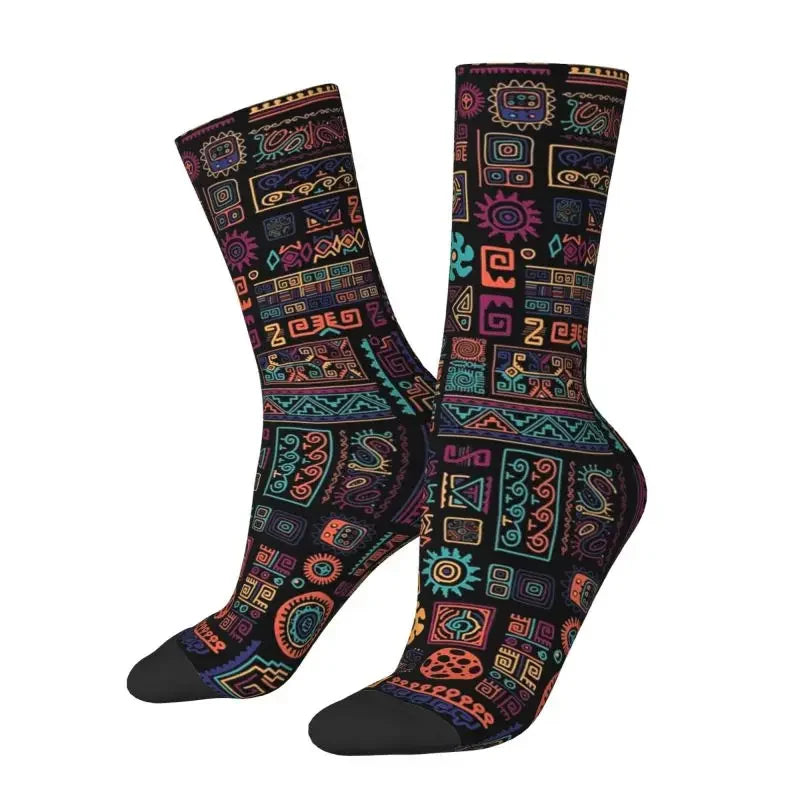 Kitenge Ankara Dress Socks Mens Womens Warm Fashion Novelty African Tribal Ethnic Art Patterns Crew Socks
