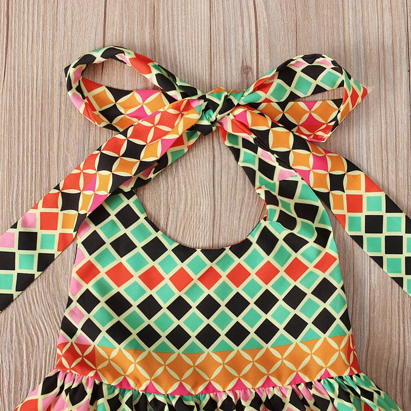 Summer African Dresses Fashion Print Rompers Baby Girl Lace Up Dashiki Bazin Children Riche Ankara African Clothes Kid's Gift