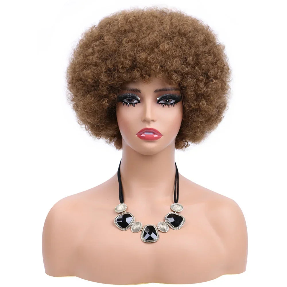 Afro Wigs For Women Short 70s Kinky Curly Wigs Bouncy And Soft Natural Looking Fluffy Explosive Head Wig For Party And Daily Use