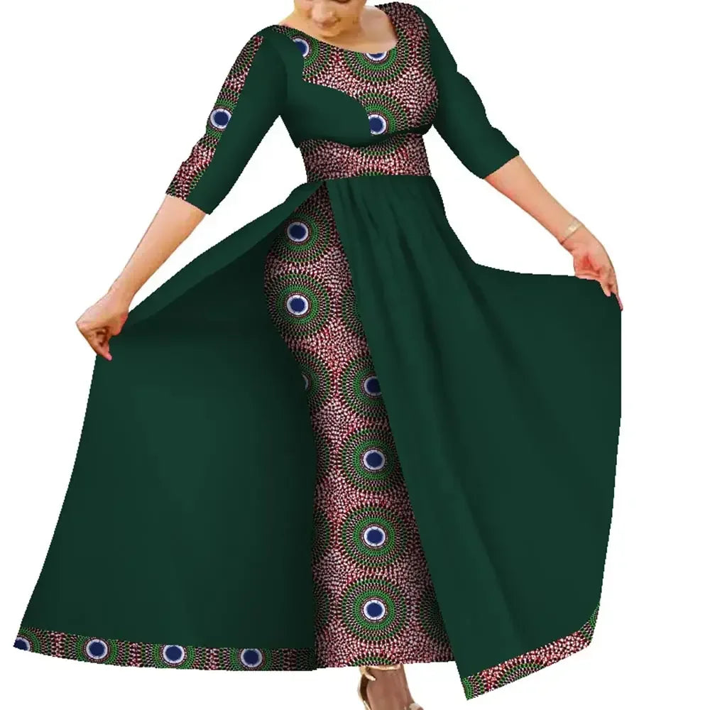 Customize BintaRealWax Women African Slim Fit Dress Traditional Elegent Female Ankara Party Wedding Robe Church Dress WY7963