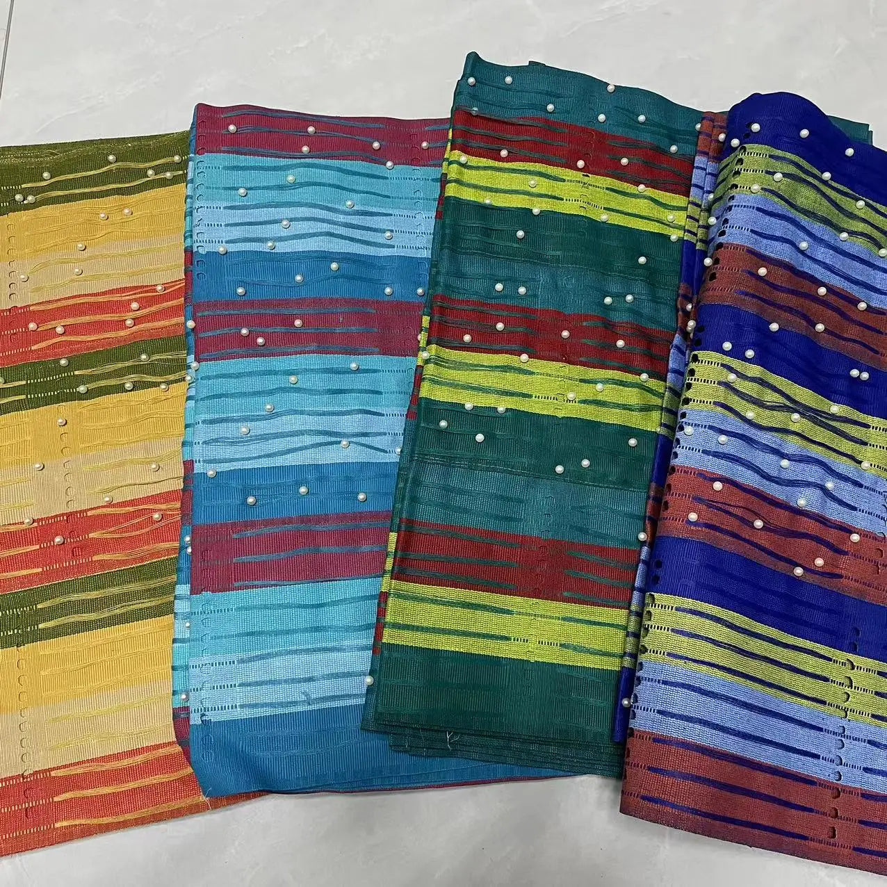 Nigerian Fashion Aso Oke Auto Gele Headtie 2Pieces/pack African Gele Head Tie Women Hairtie Shawl Wraps Fabric 50*210cm