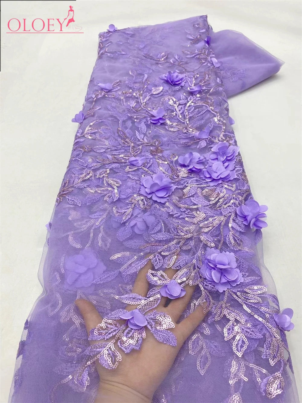 Fashion French Mesh 3D Flowers Embroidery Bead Lace Fabric With Sequins African Nigerian Fabric For Wedding Dress