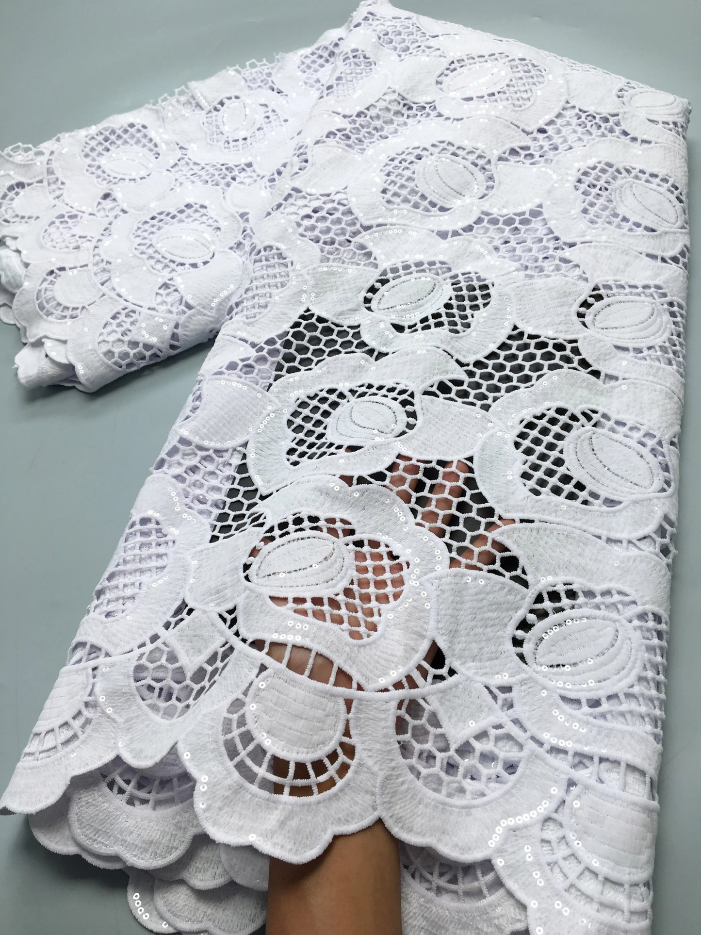 White African Guipure Cord Lace Fabric Nigerian Water Soluble Lace High Quality for Women Evening Party Dresses,2.5 yards TY3903