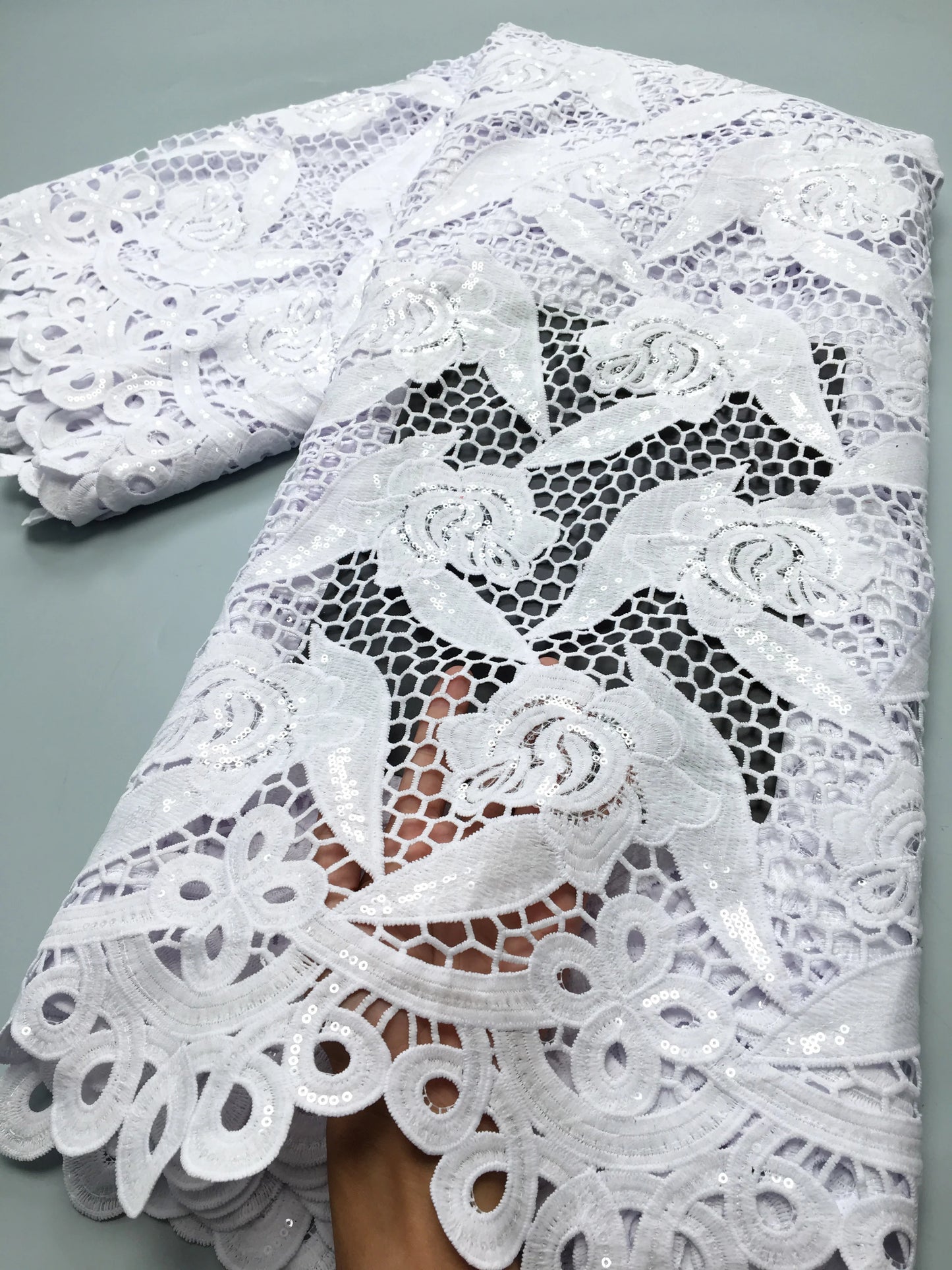 White African Guipure Cord Lace Fabric Nigerian Water Soluble Lace High Quality for Women Evening Party Dresses,2.5 yards TY3903