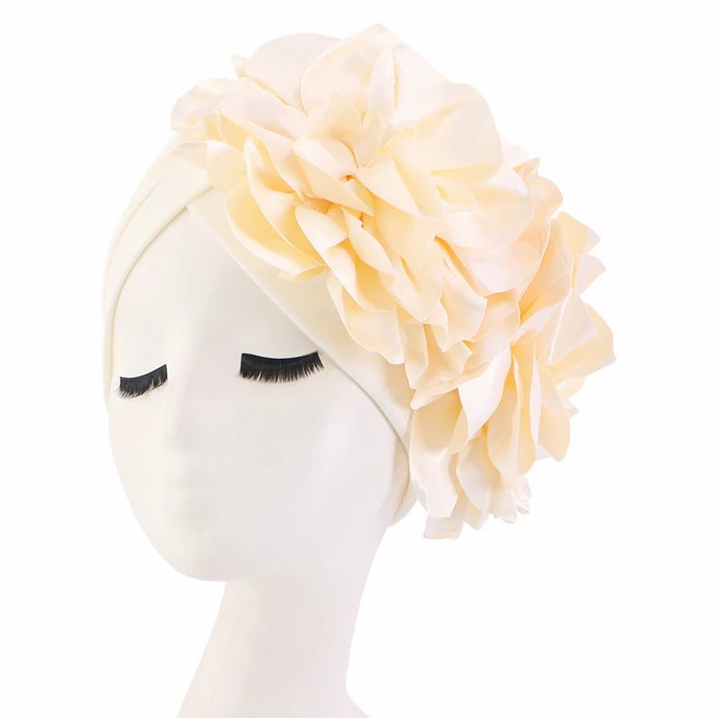 Big Flower India Hat Women's Turban Caps African ASO Oke Headtie Female Headscarf Bonnet Muslim Head Wraps