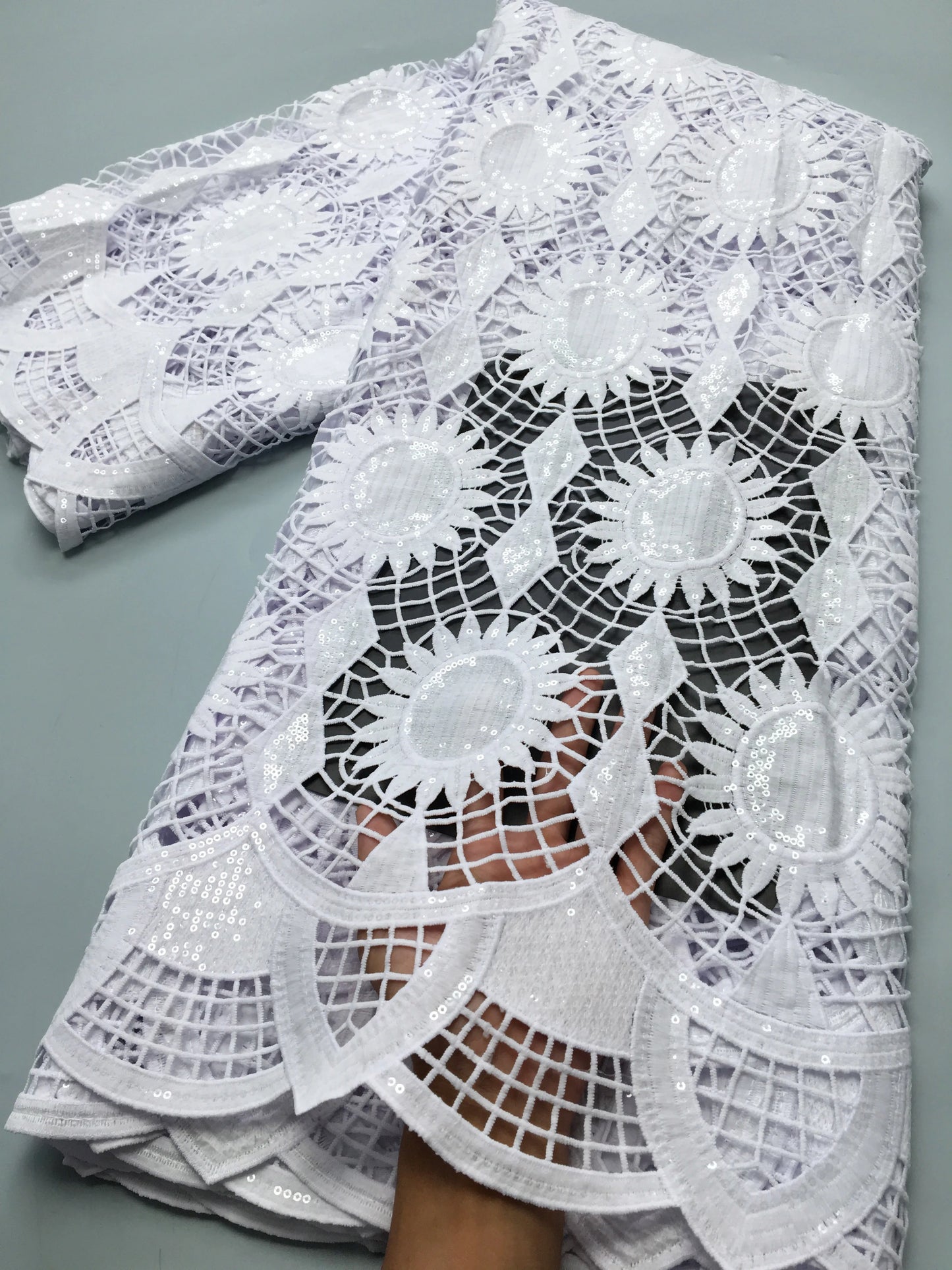 White African Guipure Cord Lace Fabric Nigerian Water Soluble Lace High Quality for Women Evening Party Dresses,2.5 yards TY3903