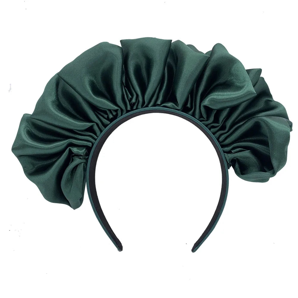2022 Trendy Statement Women's Satin Ruffle Headband Girls Scrunchie Hair Bands Nigerial Asooke Head Bands Party Headpiece