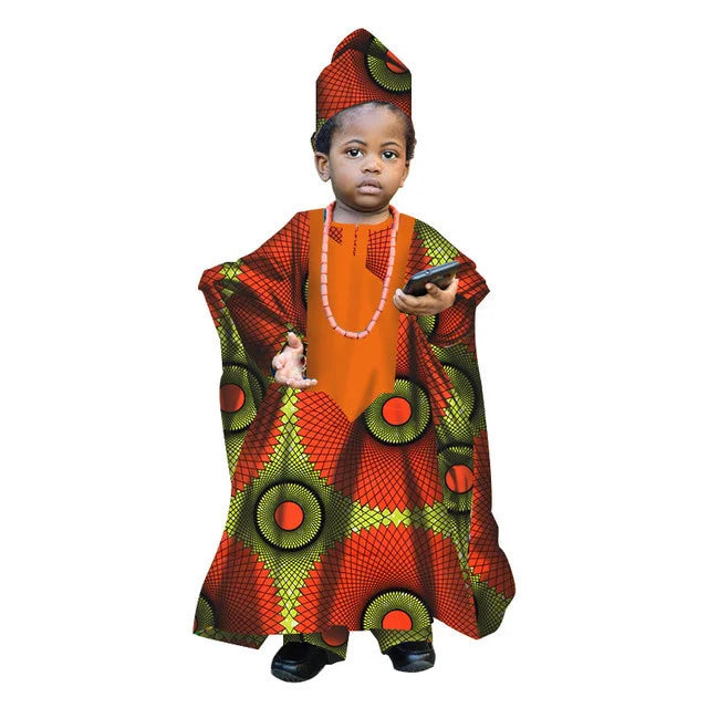 Fashion New African Tradition Clothes For Kids Boys Ankara Long Sleeve Tops Embroidery Dashiki Robe Shirt Pant Child Set Ramadan