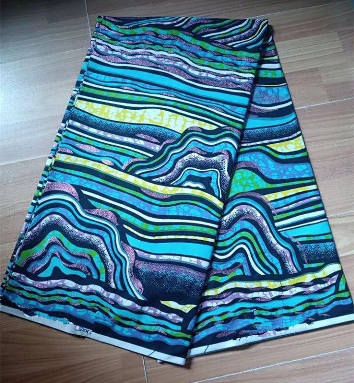 New Fashion African Grand Super Batik Flash Gold Print Fabric Ankara Wax Fabric 6 yards Soft Real African Golden Fabric
