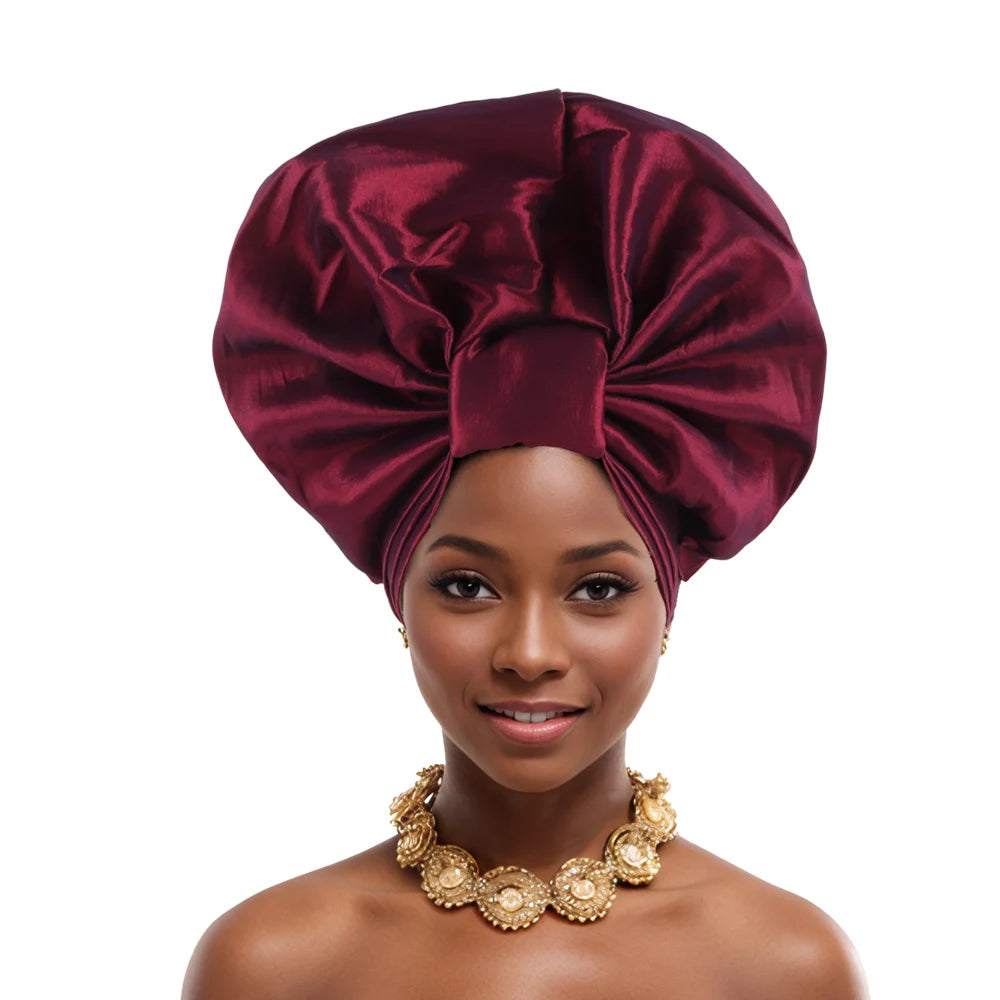 Caps for Women Auto Gele Headtie Already Made Aso Oke Turban Femme Musulman Fashion Bonnets African Head Wraps High Quality 