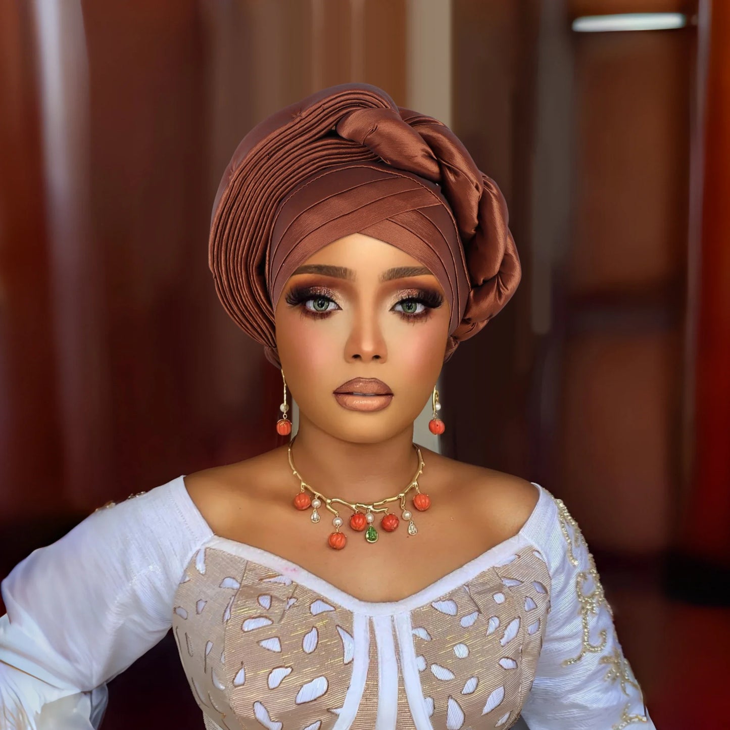 African Auto Gele Headtie Aso Oke Nigeria Braids Wedding Headgear Women Bonnet Turban Cap Already Made Head Wraps