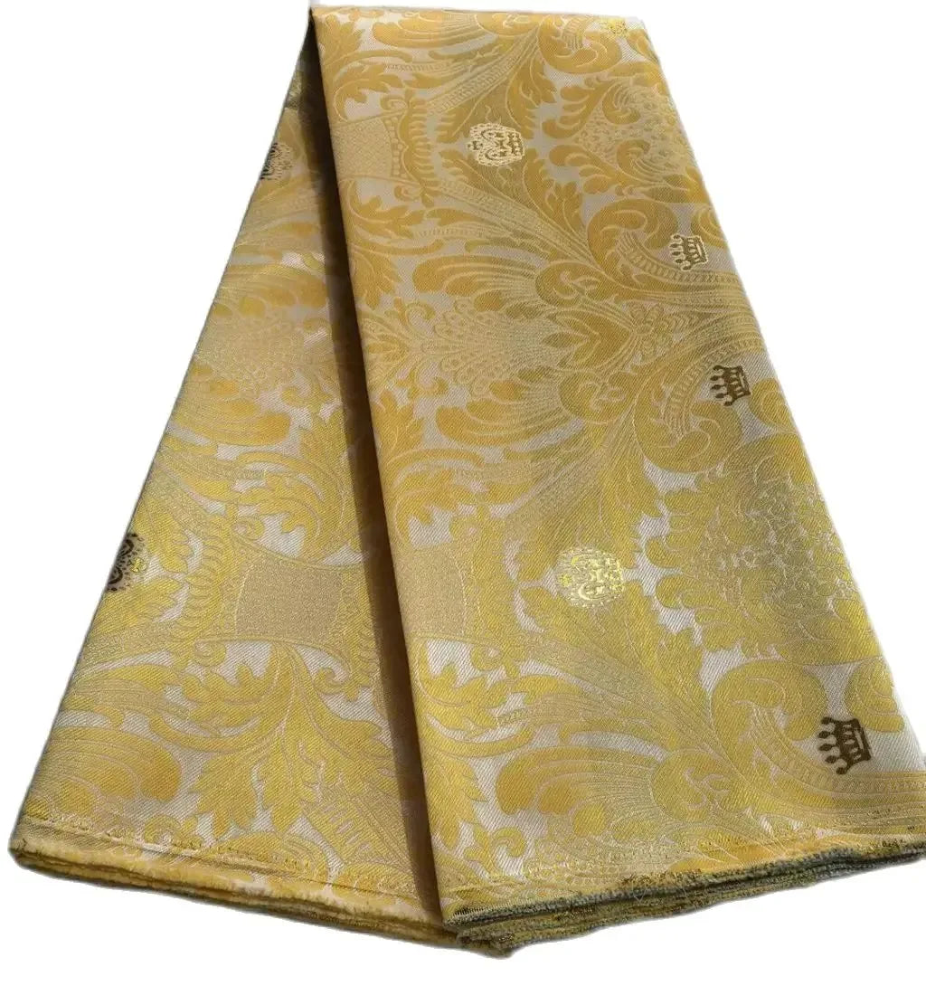 5 Yards Damask Lace Fabric Nigerian Brocade Aso Oke Materials Original Wool Damask DIY For King And Queens Clothes