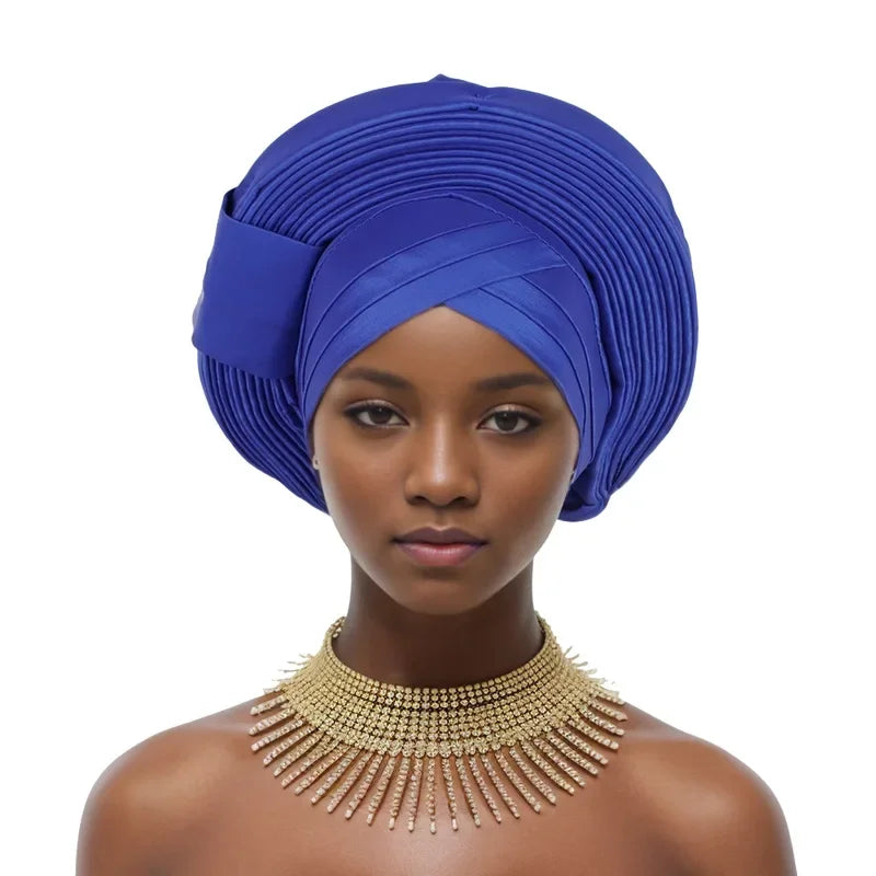 Auto Gele Headtie Already Made 2025 Aso Oke Sego Gele Headtie African Hats Turbans Femme Fashion Bonnets Head Wraps High Quality