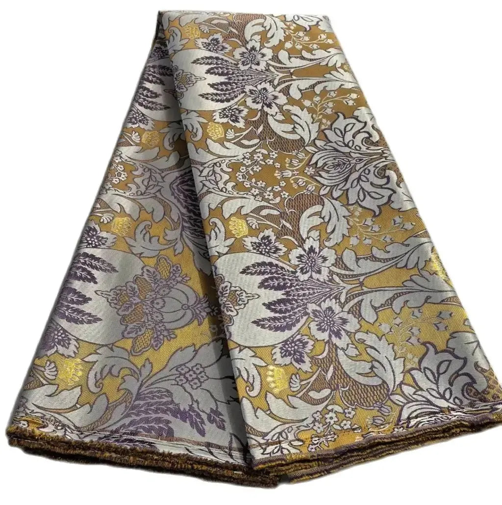 5 Yards Damask Lace Fabric Nigerian Brocade Aso Oke Materials Original Wool Damask DIY For King And Queens Clothes