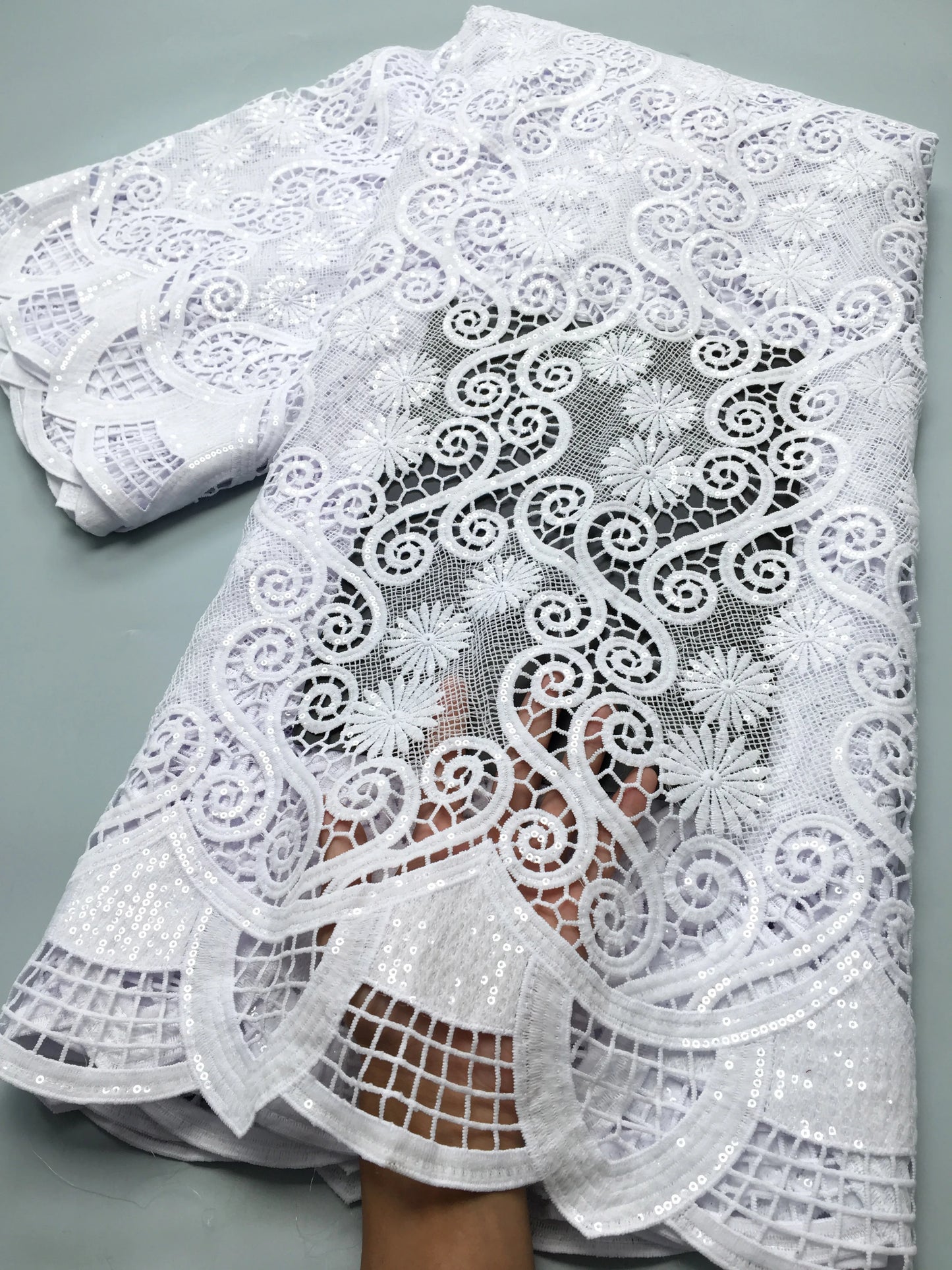 White African Guipure Cord Lace Fabric Nigerian Water Soluble Lace High Quality for Women Evening Party Dresses,2.5 yards TY3903