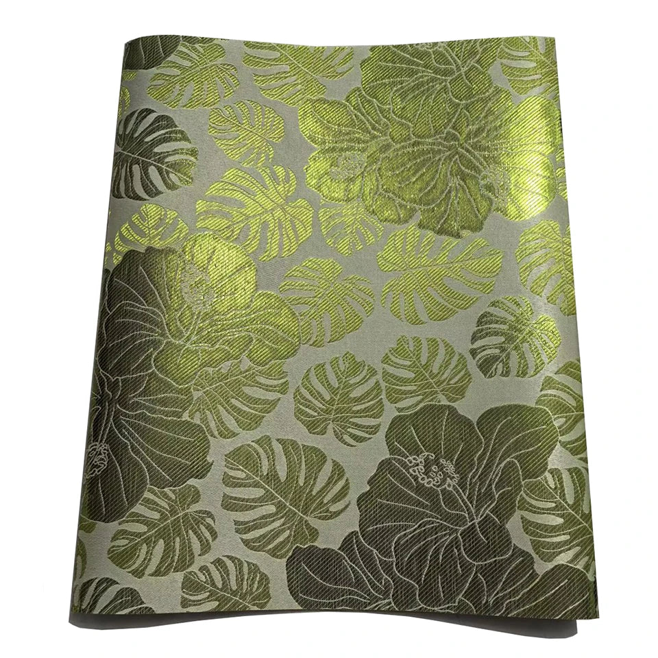 Green African Sego Headtie Gele Nigeria Sego Wrapper Auto Gele Aso Oke Headties With Flower Leaves Designs TXH-4-4
