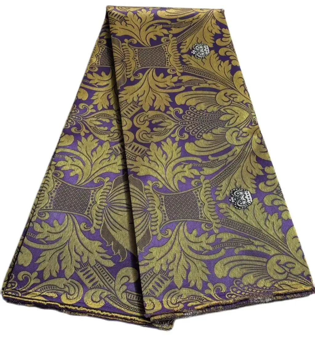 5 Yards Damask Lace Fabric Nigerian Brocade Aso Oke Materials Original Wool Damask DIY For King And Queens Clothes