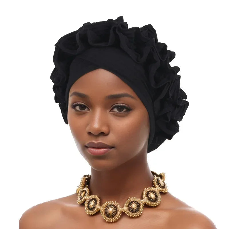 African Headtie Turban Nigerian Aso Oke Muslim Headwear Gele Head Wrap Sego Headties Women Hijab Headscarf Bonnet Headwear Hat