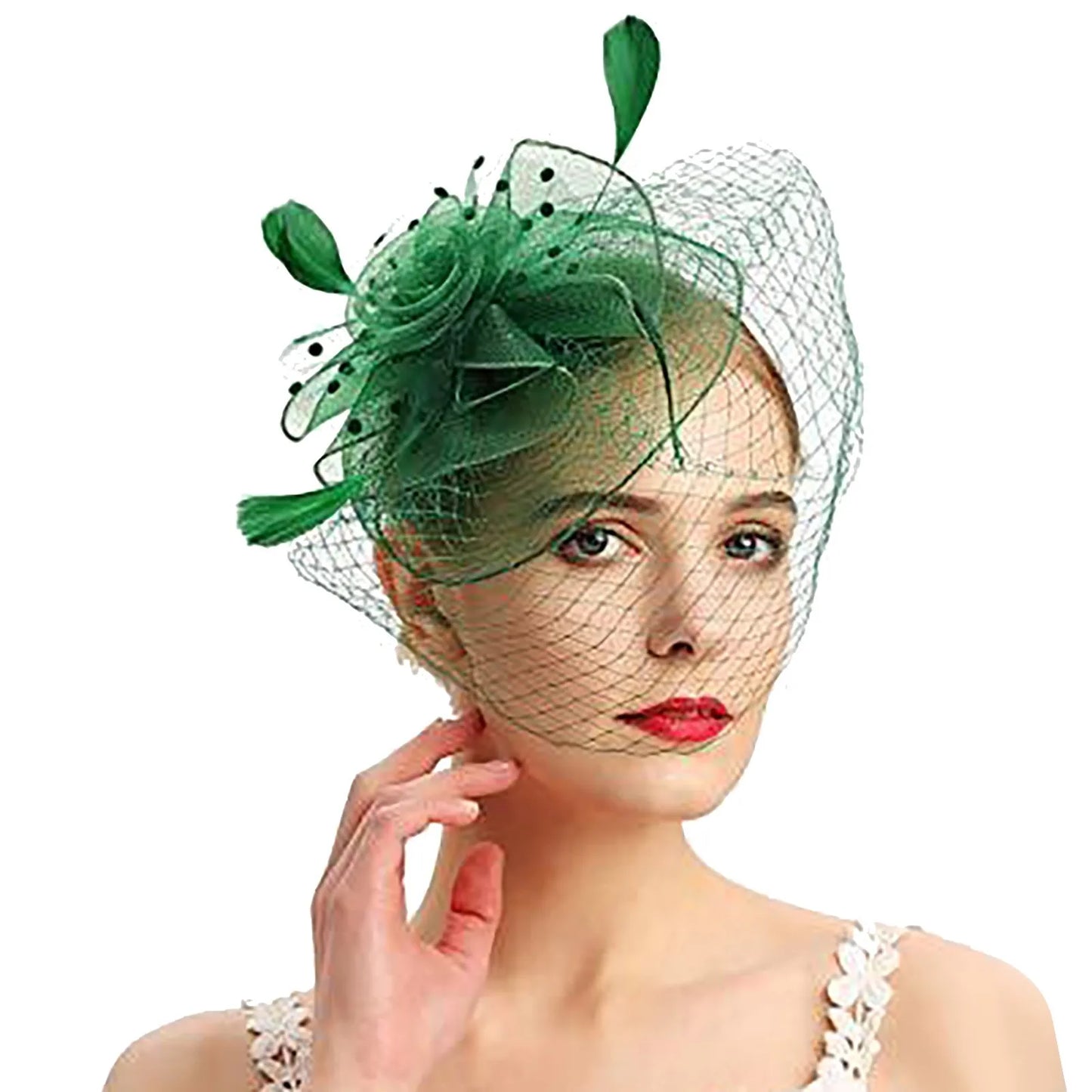 Trendy Elegant Half Hat Headband For Women Bridal Feather Mesh Solid Color Headwear Evening Dress Hair Accessories Photo Props