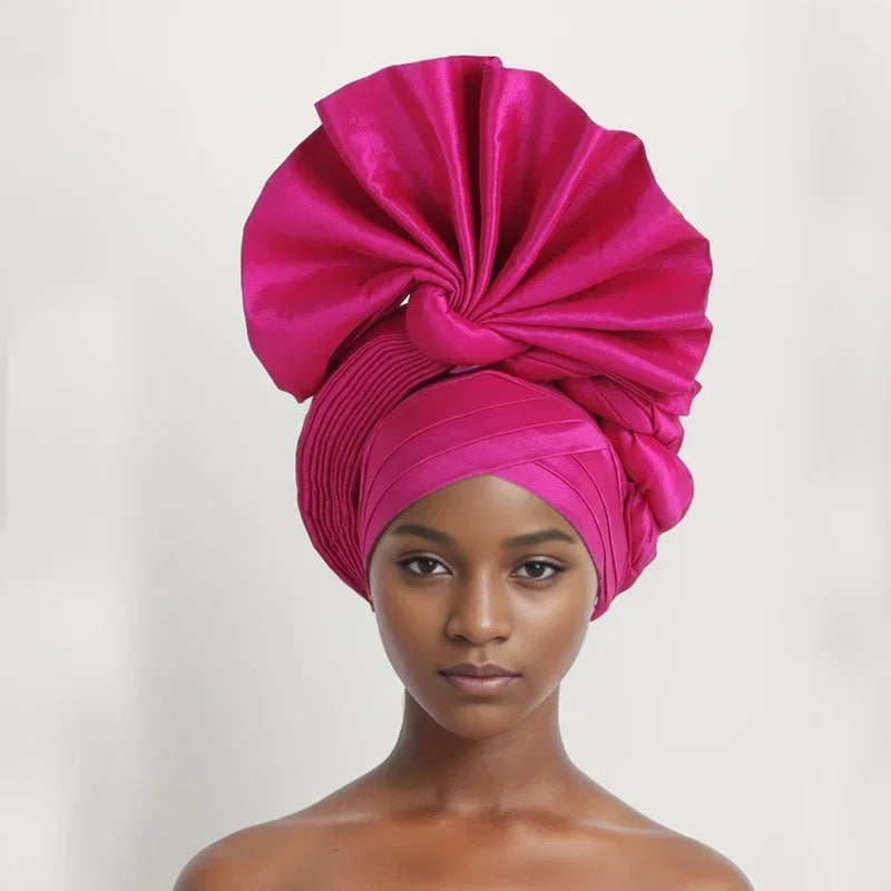 Caps for Women Auto Gele Headtie Already Made Aso Oke Turban Femme Musulman Fashion Bonnets African Head Wraps High Quality 