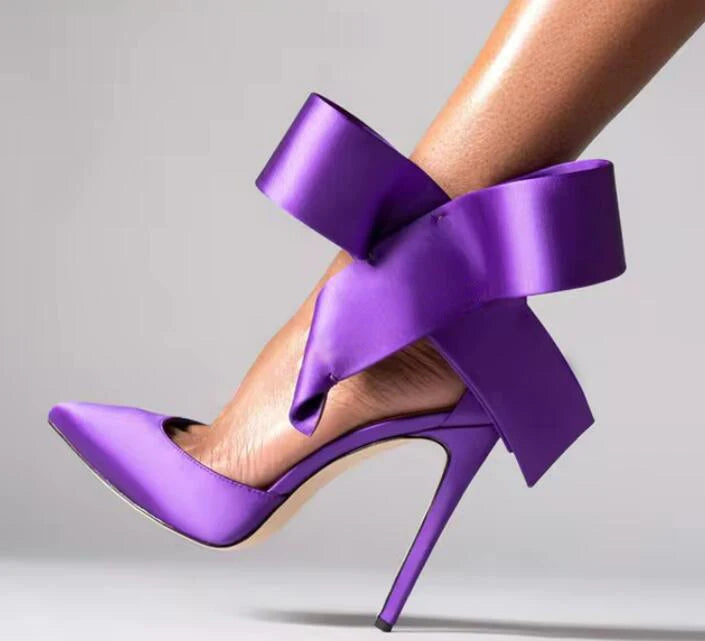Polka Dot Bow Pumps Red Mesh Pointed Toe Stiletto Heels Side Butterfly Knot Sandals Women Evening Party Shoes Zapatos Mujere