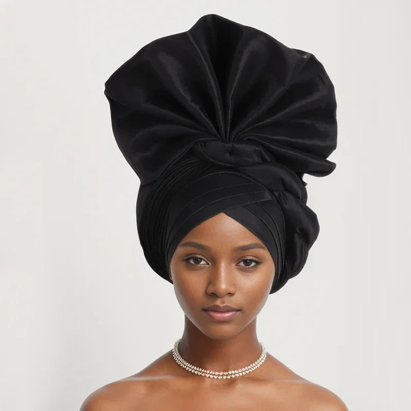 Caps for Women Auto Gele Headtie Already Made Aso Oke Turban Femme Musulman Fashion Bonnets African Head Wraps High Quality 