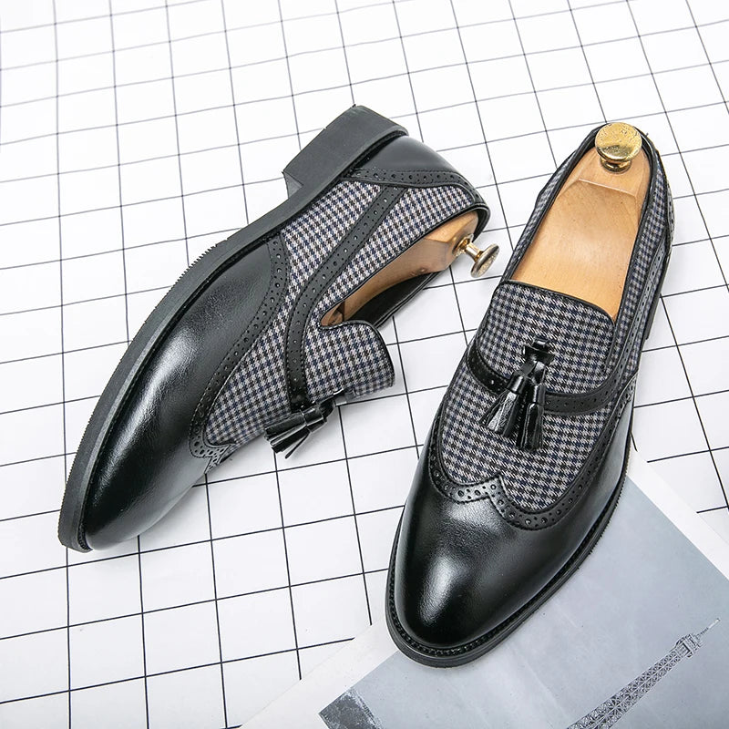 New Tassel Business Loafers for Men Toe Slip-On Brown Driving Shoes Men Dress Shoes Fashion Wedding Moccasins Free Shipping
