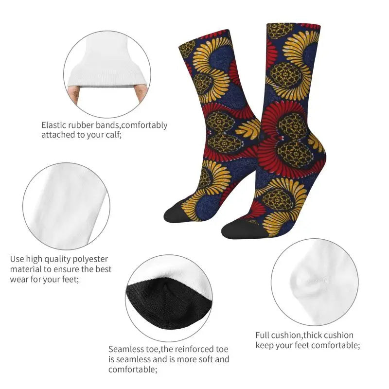 Fashion Ankara African Pattern Socks Men Women Warm 3D Printing Traditional Africa Ethnic Art Football Sports Socks