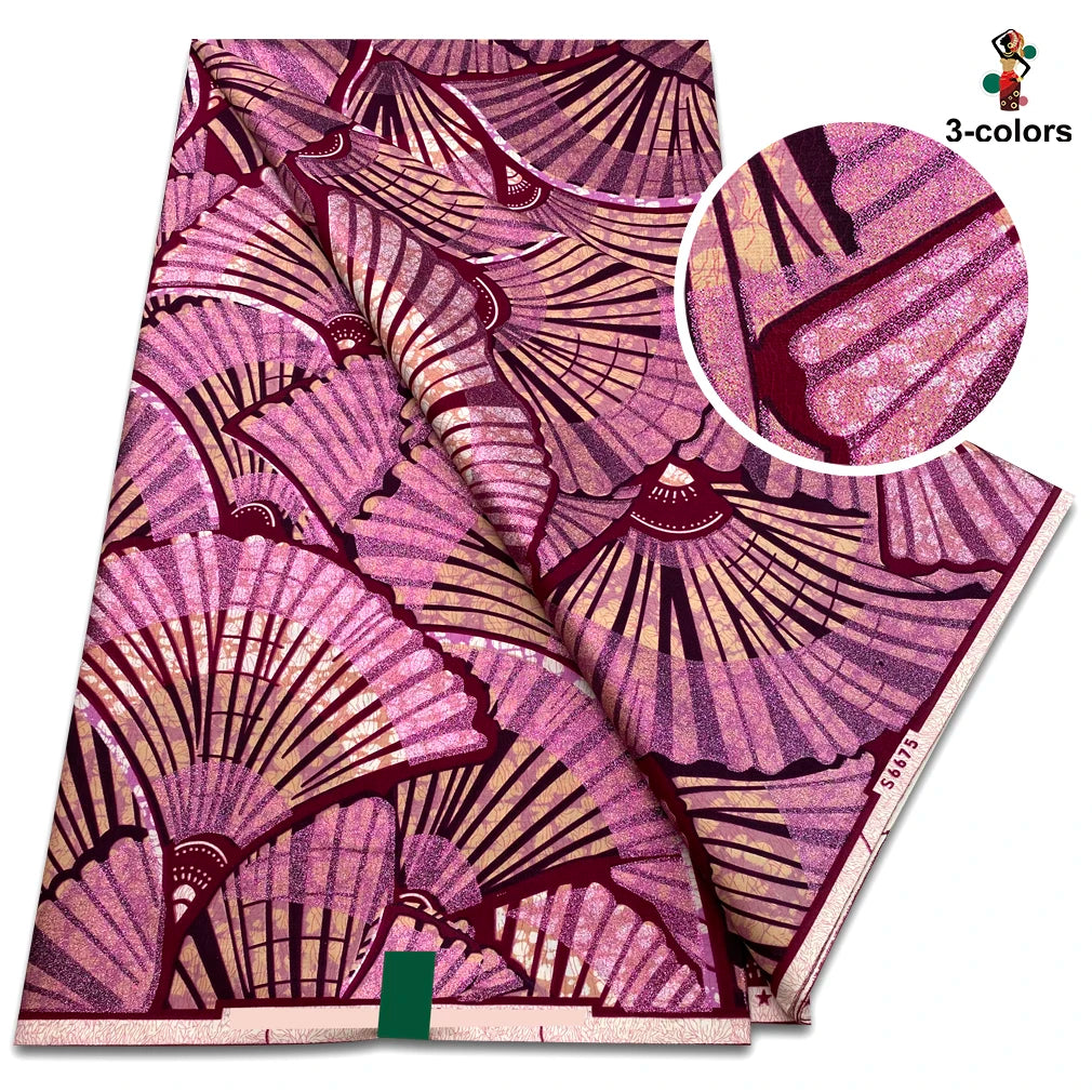 Grand Golden Fabric 100% Cotton Ankara Wax Fabric High Quality African Wax Print Fabric For Sewing 6 yards Gold Print Fabric