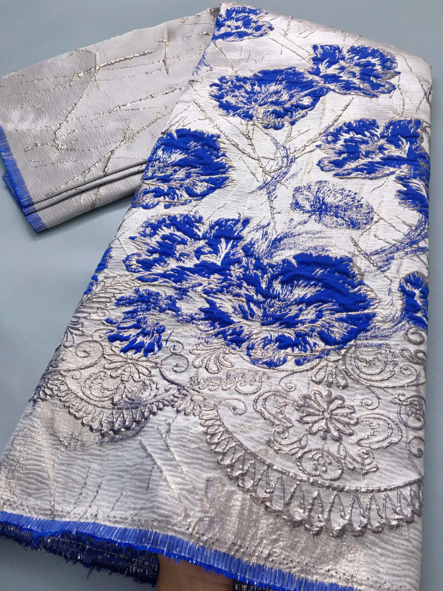 African Jacquard Gilded Lace Fabric High Quality Brocade Lace Fabric Nigerian Sewing for Luxury Party Dresses, 2.5yards - 3982