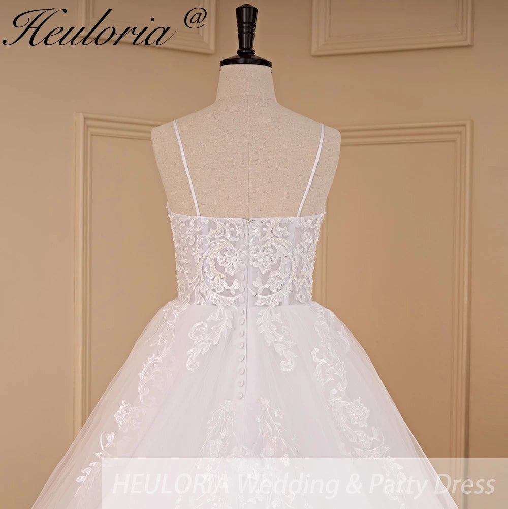 HEULORIA Elegant lace beading Boho Wedding Dress A line sweetheart long train Wedding Bridal dress