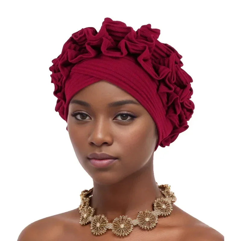 African Headtie Turban Nigerian Aso Oke Muslim Headwear Gele Head Wrap Sego Headties Women Hijab Headscarf Bonnet Headwear Hat