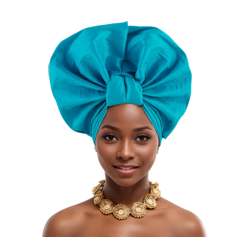 Caps for Women Auto Gele Headtie Already Made Aso Oke Turban Femme Musulman Fashion Bonnets African Head Wraps High Quality 