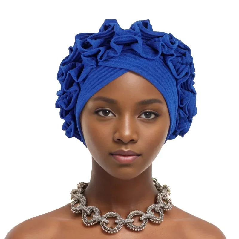 African Headtie Turban Nigerian Aso Oke Muslim Headwear Gele Head Wrap Sego Headties Women Hijab Headscarf Bonnet Headwear Hat