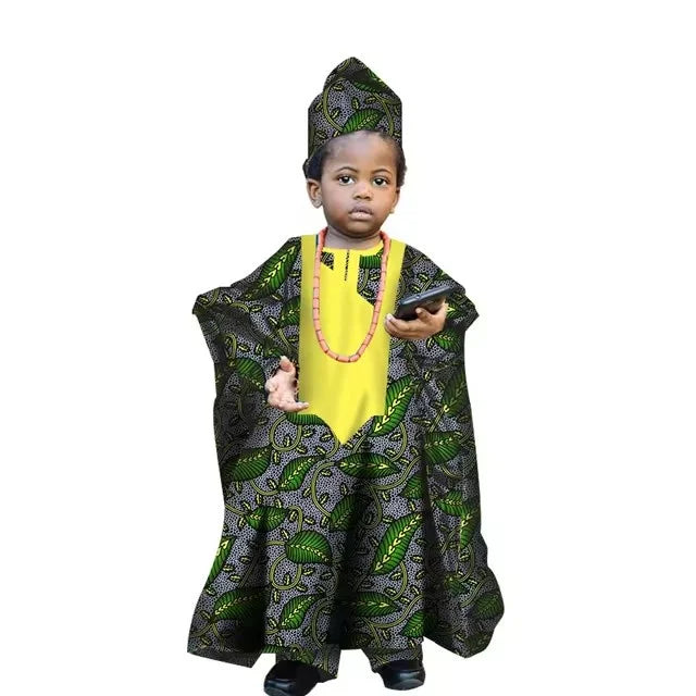 Fashion New African Tradition Clothes For Kids Boys Ankara Long Sleeve Tops Embroidery Dashiki Robe Shirt Pant Child Set Ramadan