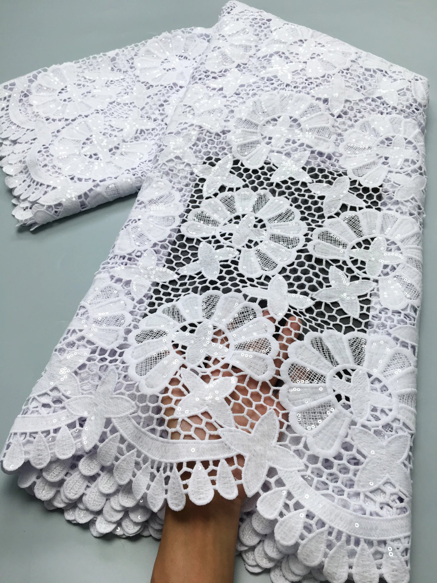 White African Guipure Cord Lace Fabric Nigerian Water Soluble Lace High Quality for Women Evening Party Dresses,2.5 yards TY3903