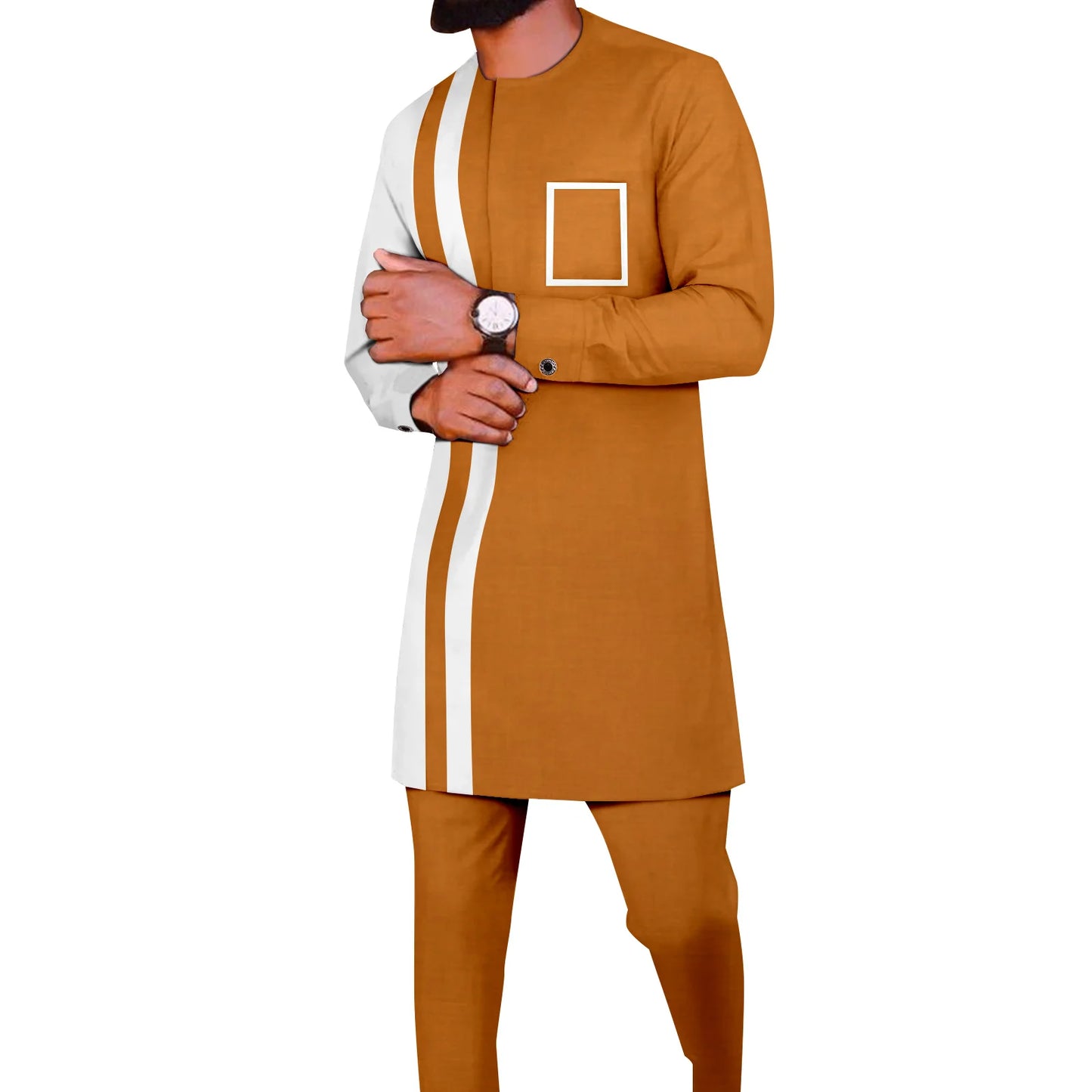 African Suits for Men Dashiki Shirts and Pants 2 Piece Set Tribal Outfits Ankara Attire Plus Size Tracksuit Pockets A2216094