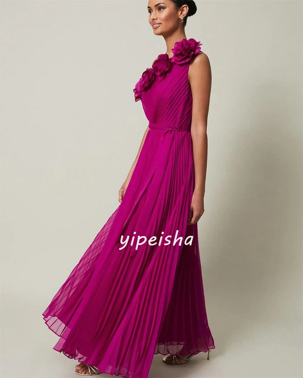 Customized Price AdjustmentJersey Flower Ruched Valentine's Day A-line One-shoulder Bespoke Occasion Gown Midi Dresses
