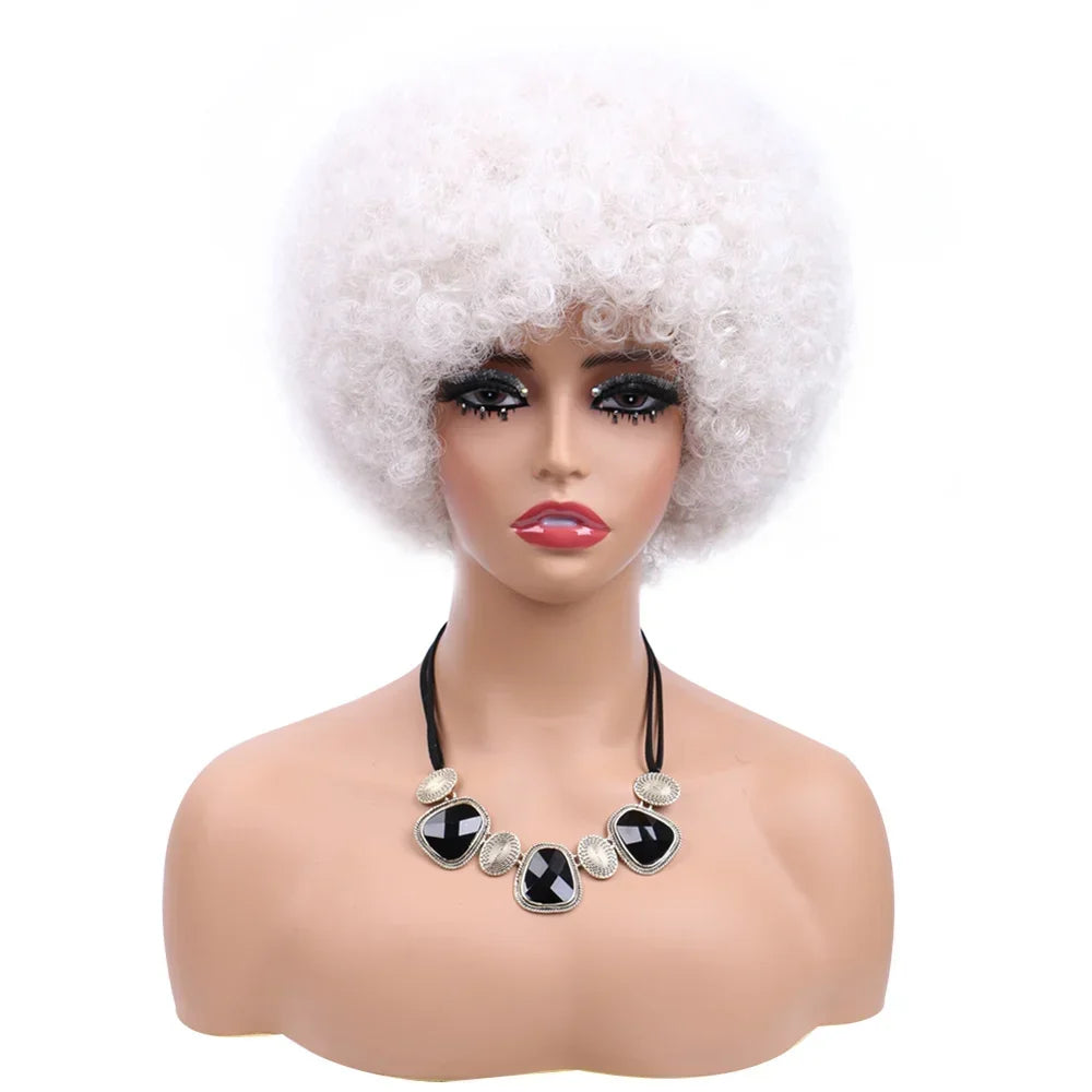 Afro Wigs For Women Short 70s Kinky Curly Wigs Bouncy And Soft Natural Looking Fluffy Explosive Head Wig For Party And Daily Use