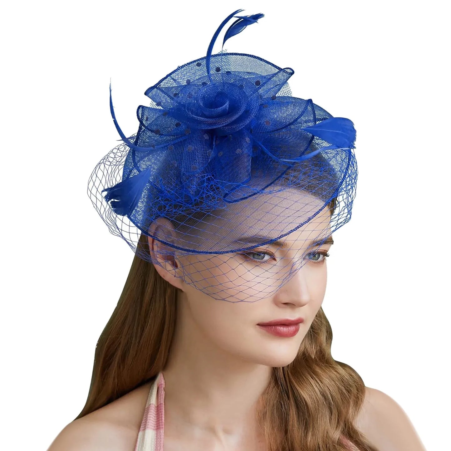 Trendy Elegant Half Hat Headband For Women Bridal Feather Mesh Solid Color Headwear Evening Dress Hair Accessories Photo Props