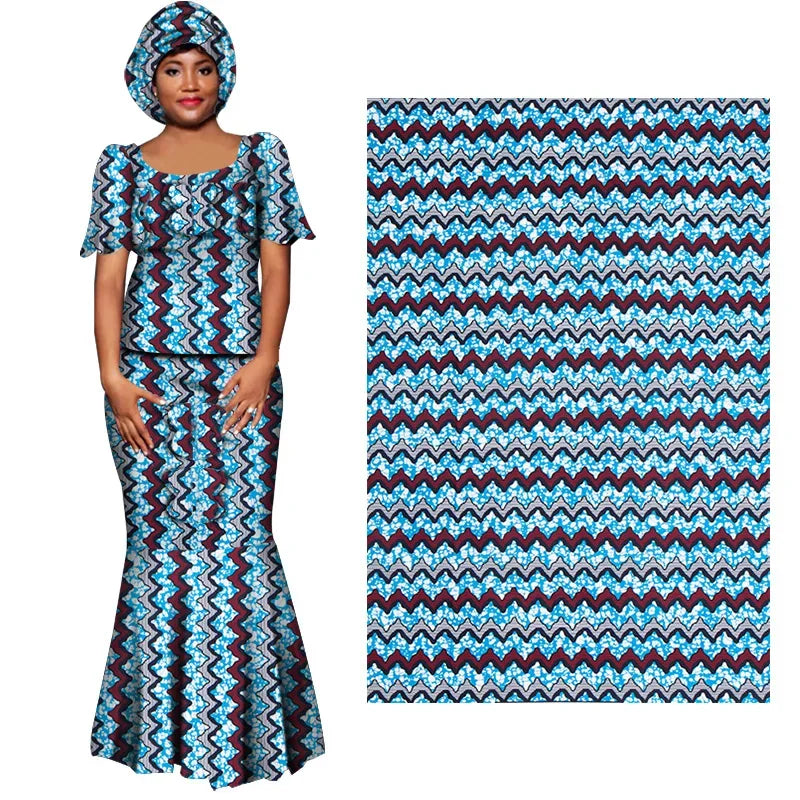 Ankara African Polyester Prints Batik Patchwork Fabric Real Cloth Wax High Quality Africa Sewing Material 6yards For Party Dress