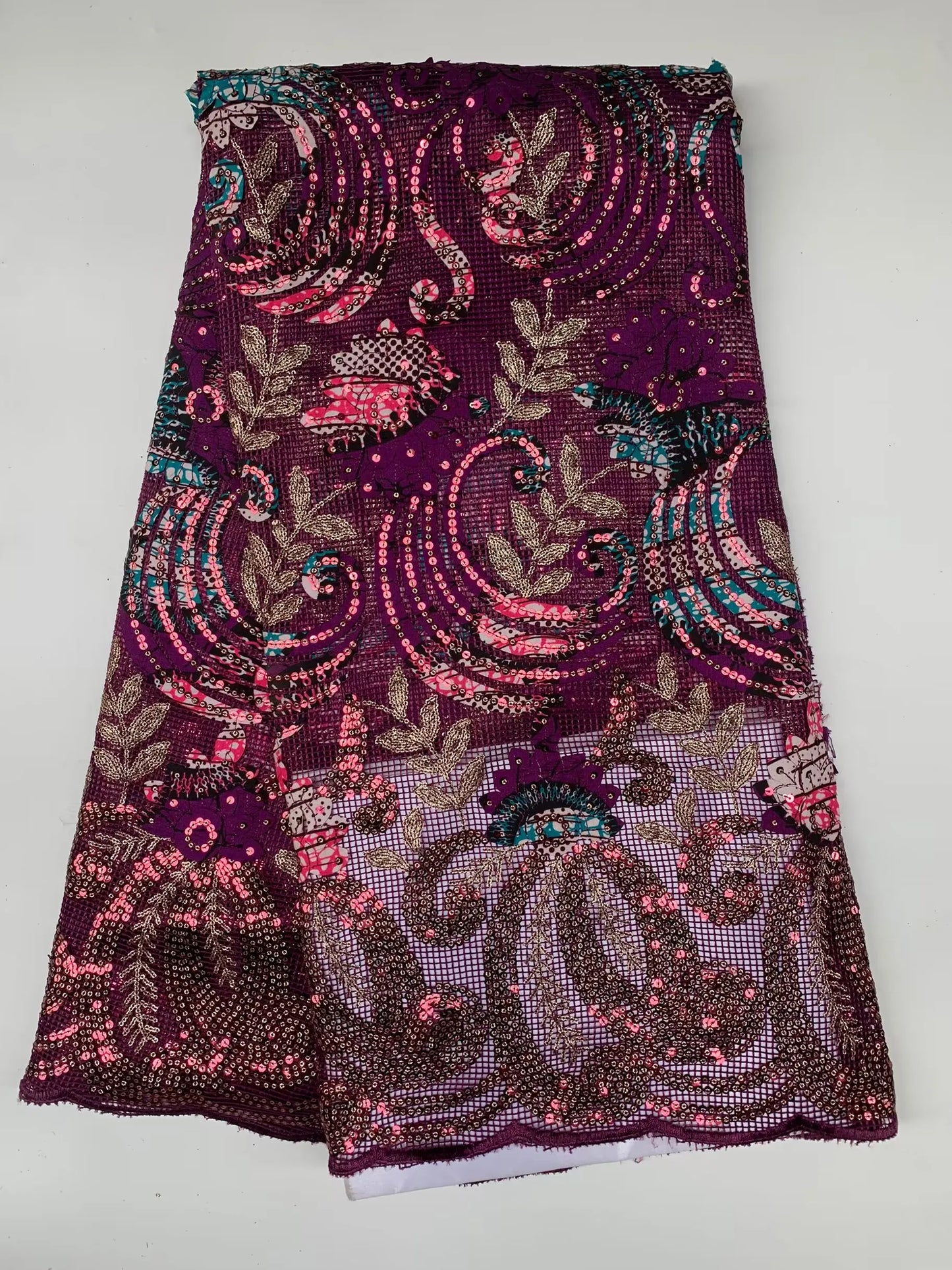 Nigerian Net Bridal Fabric Sequisn Print Ankara Crafts Lace For Evening Dress Cloth Materials
