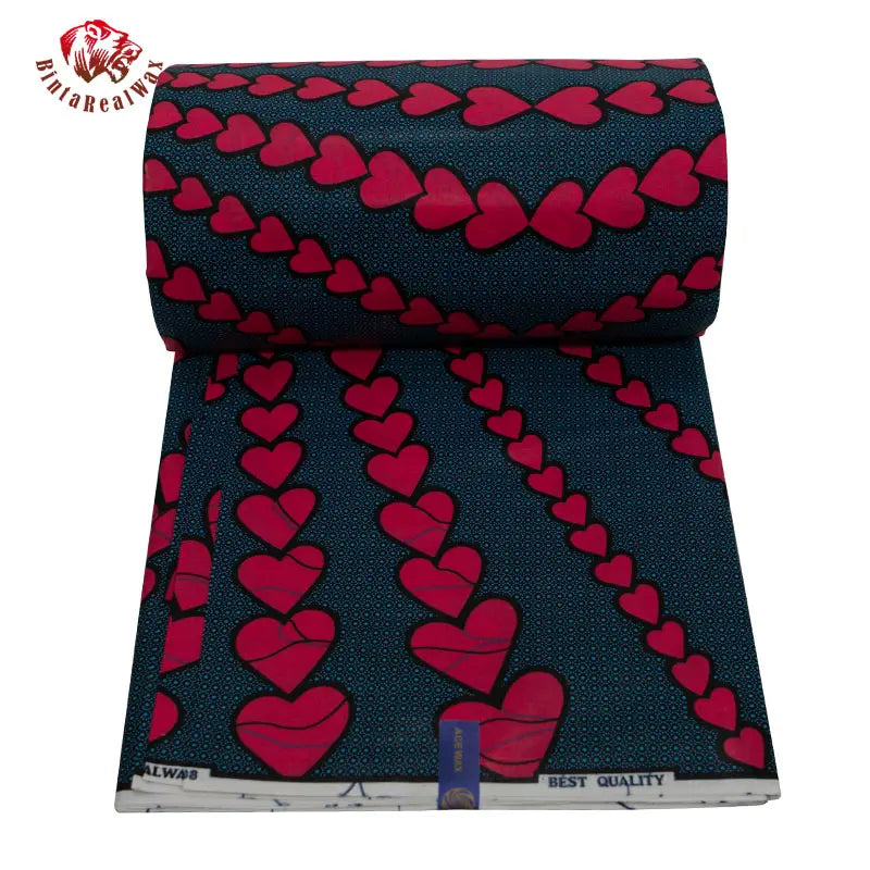 BintaRealWax Ankara Fabric rich bazin original 2023 Love pattern Print Fabric For sewing Wedding Dress Cotton Tissus 24FS1253