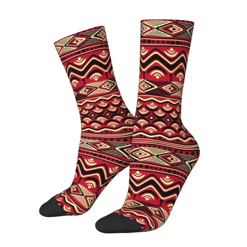Colorful Ankara Geometric Pattern Socks for Men Women Stretchy Summer Autumn Winter African Ethnic Tribal Art Crew Socks