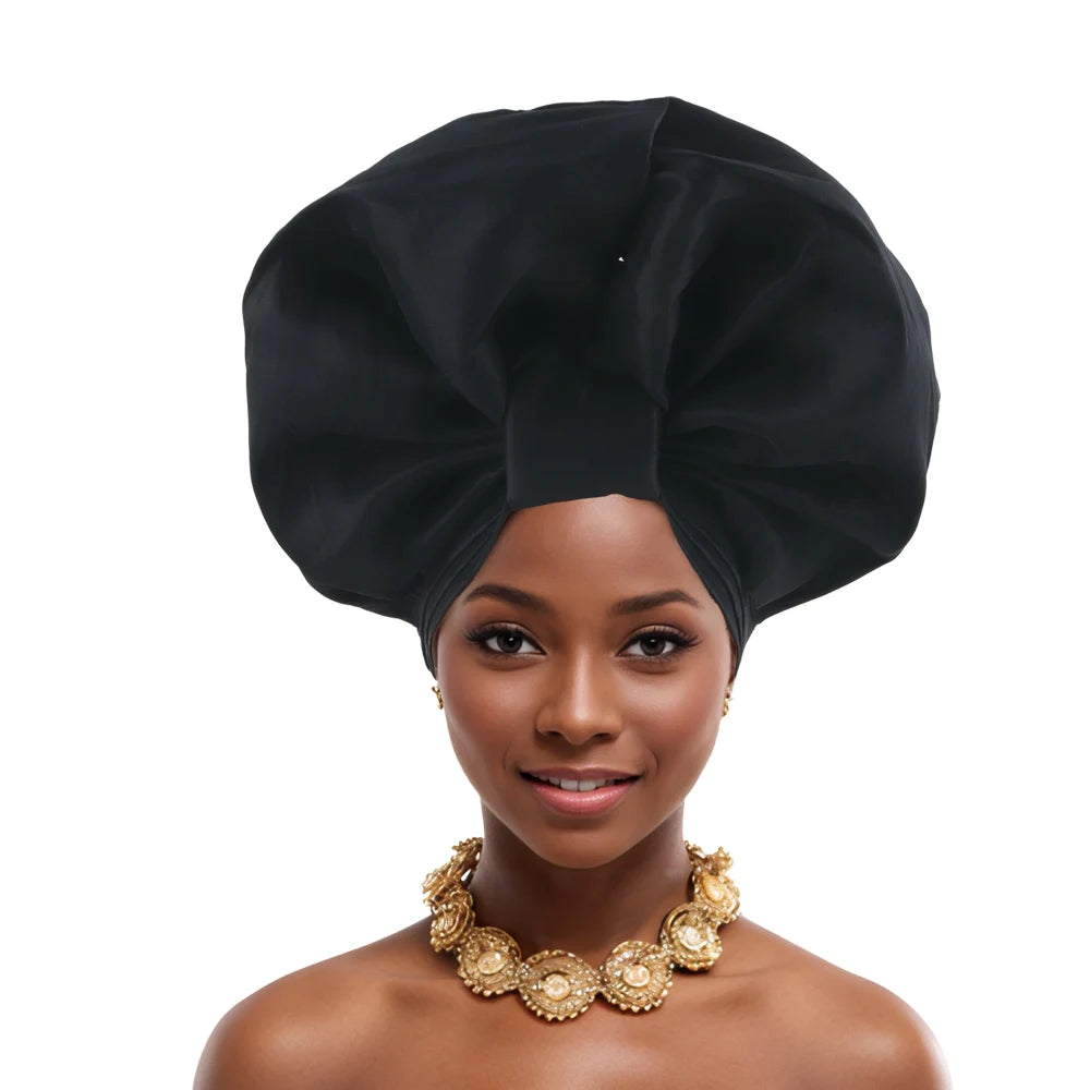 Caps for Women Auto Gele Headtie Already Made Aso Oke Turban Femme Musulman Fashion Bonnets African Head Wraps High Quality 